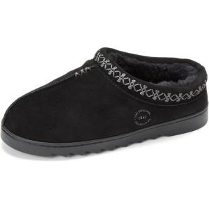 Dearfoams Women’s Suede Indoor Outdoor Doreen Clog(Black 2)