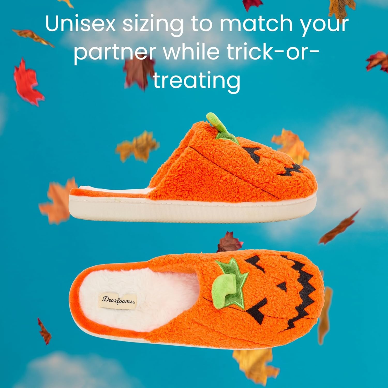 imageDearfoams Unisex Adult Spooky Fuzzy Halloween Pumpkin Jack O LanternJack O Lantern