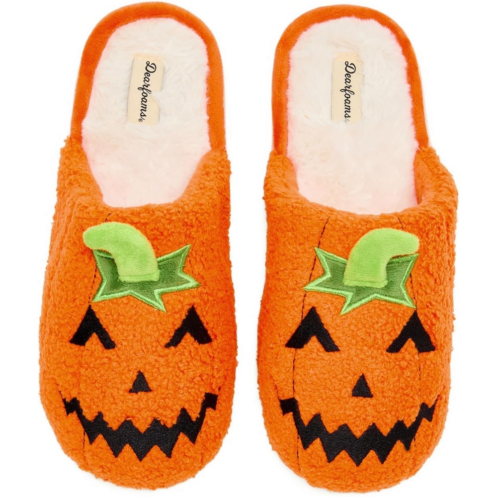 imageDearfoams Unisex Adult Spooky Fuzzy Halloween Pumpkin Jack O LanternJack O Lantern
