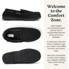 Dearfoams Men’s Keaton Moccasin House Shoes With Memory Foam, Indoor Slippers With Wide Widths(Black Microsuede)