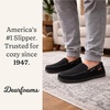 Dearfoams Men’s Keaton Moccasin House Shoes With Memory Foam, Indoor Slippers With Wide Widths(Black Perforated)
