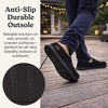Dearfoams Men’s Keaton Moccasin House Shoes With Memory Foam, Indoor Slippers With Wide Widths(Black Twill)