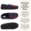 Dearfoams Men’s Keaton Moccasin House Shoes With Memory Foam, Indoor Slippers With Wide Widths(Blue Plaid)