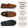 Dearfoams Men’s Keaton Moccasin House Shoes With Memory Foam, Indoor Slippers With Wide Widths(Chestnut Microsuede)