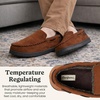Dearfoams Men’s Keaton Moccasin House Shoes With Memory Foam, Indoor Slippers With Wide Widths(Chestnut Microsuede)