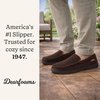 Dearfoams Men’s Keaton Moccasin House Shoes With Memory Foam, Indoor Slippers With Wide Widths(Coffee Twill)