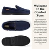 Dearfoams Men’s Keaton Moccasin House Shoes With Memory Foam, Indoor Slippers With Wide Widths(Navy Twill)