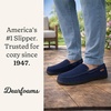 Dearfoams Men’s Keaton Moccasin House Shoes With Memory Foam, Indoor Slippers With Wide Widths(Navy Twill)