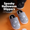 Dearfoams Unisex Adult Spooky Fuzzy Halloween Pumpkin Jack O Lantern(Grey Ghost)