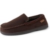 Dearfoams Men’s Keaton Moccasin House Shoes With Memory Foam, Indoor Slippers With Wide Widths(Coffee Twill)
