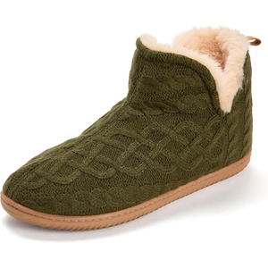 Dearfoams Men’s Brixen Indoor/Outdoor Memory Foam Boot Alpine Camping Cozy Slipper House Shoe(Loden Cable Knit)