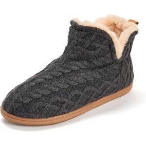 Dearfoams Men’s Brixen Indoor/Outdoor Memory Foam Boot Alpine Camping Cozy Slipper House Shoe(Pavement Cable Knit)