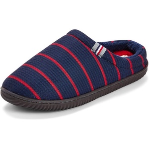 Dearfoams Men’s Case Casual Clog(Blue Red Stripe)