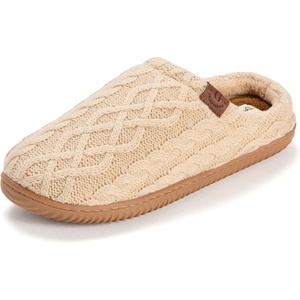 Dearfoams Men’s Case Casual Clog(Creme Brulee Cable Knit)