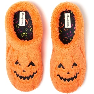 Dearfoams Unisex Adult Spooky Fuzzy Halloween Pumpkin Jack O Lantern(Adult Pumpkin)