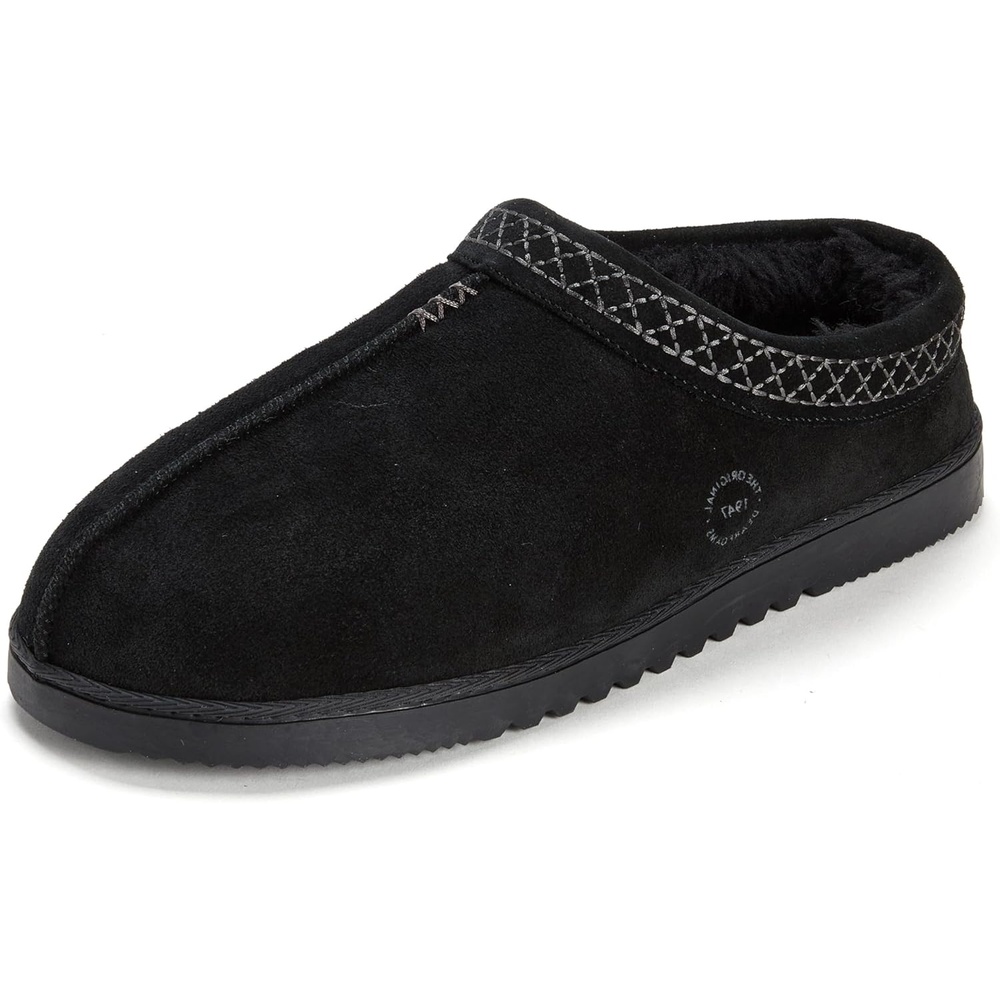 imageDearfoams Mens Dean Genuine Suede Clog With Embroidery Black Taping 11