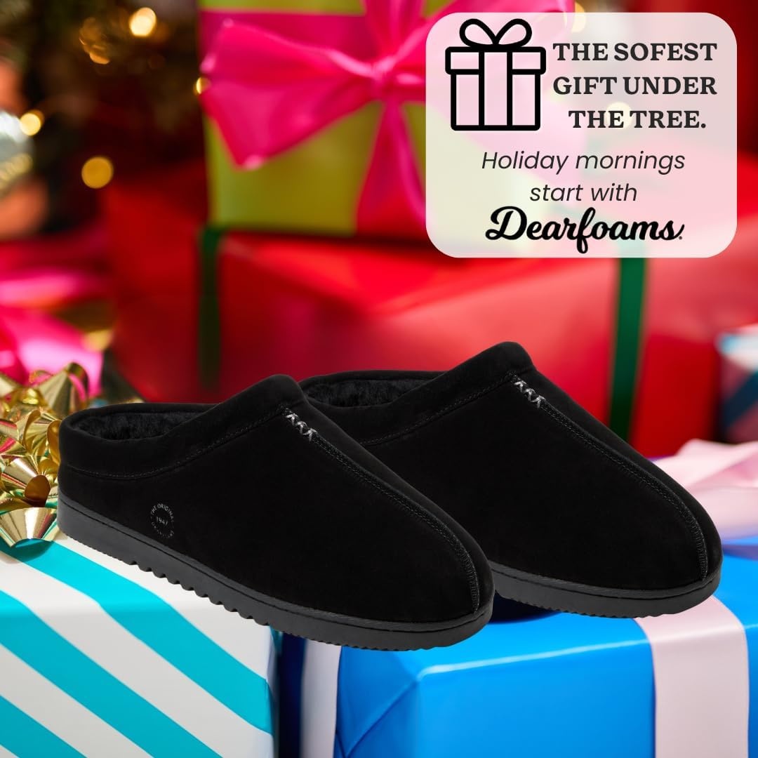 image:imageDearfoams Mens Suede Indoor Outdoor ClogBlack