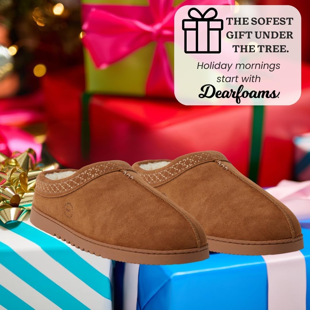 image:imageDearfoams Mens Suede Indoor Outdoor ClogChestnut 2