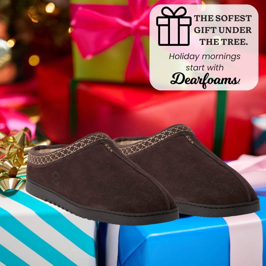 image:imageDearfoams Mens Suede Indoor Outdoor ClogCoffee 2