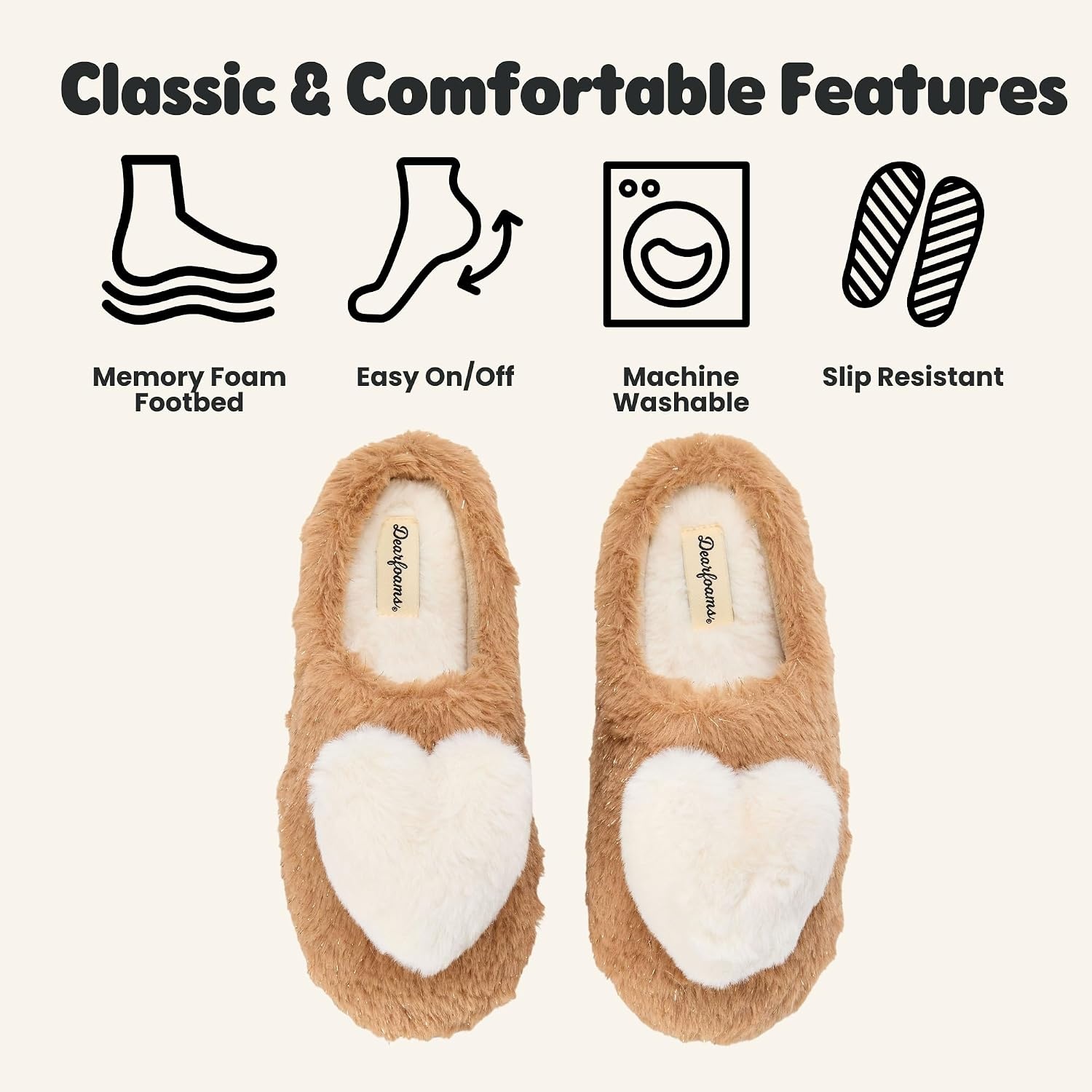 image:imageDearfoams Womens Cozy Rosie Cuties Plush Fuzzy Giftable House Shoes With Memory FoamHoney Heart
