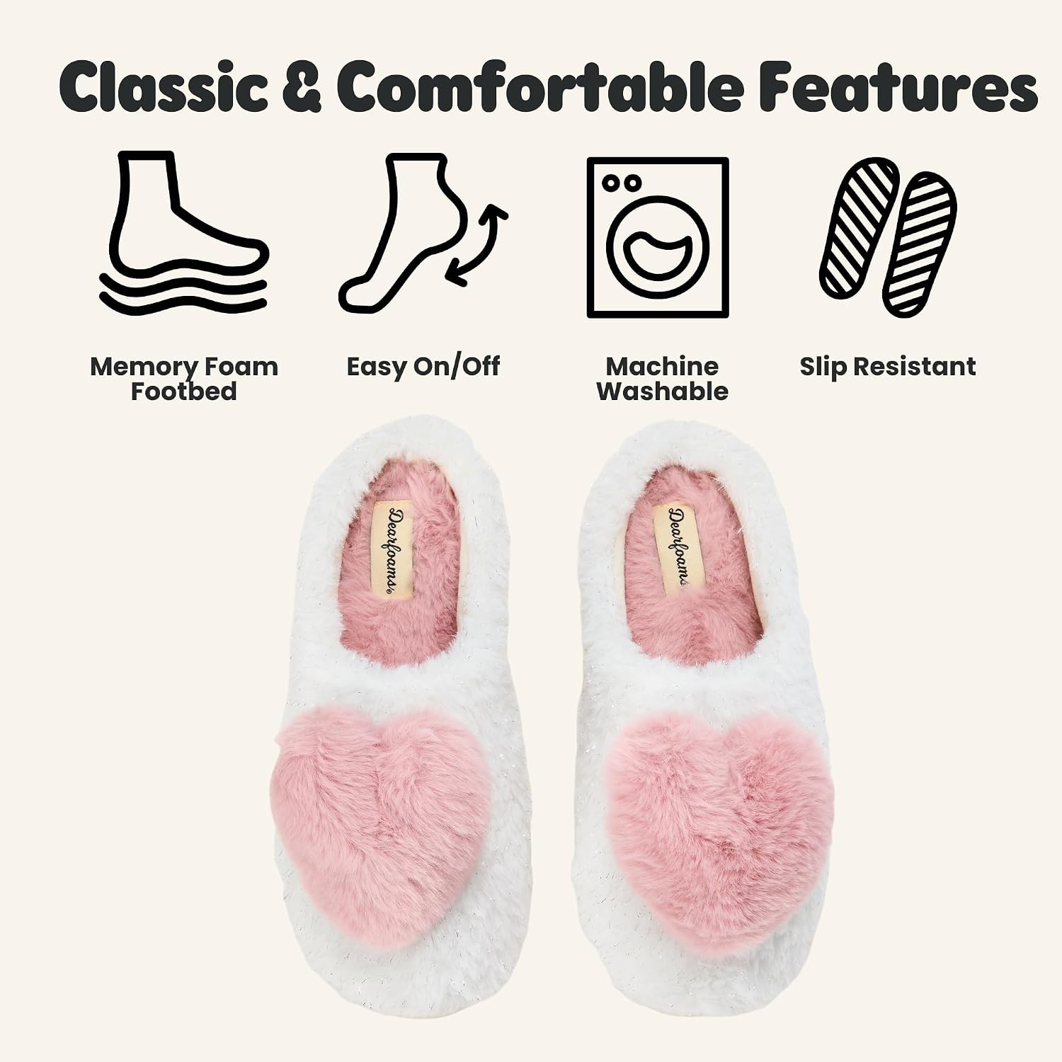 image:imageDearfoams Womens Cozy Rosie Cuties Plush Fuzzy Giftable House Shoes With Memory FoamLovely