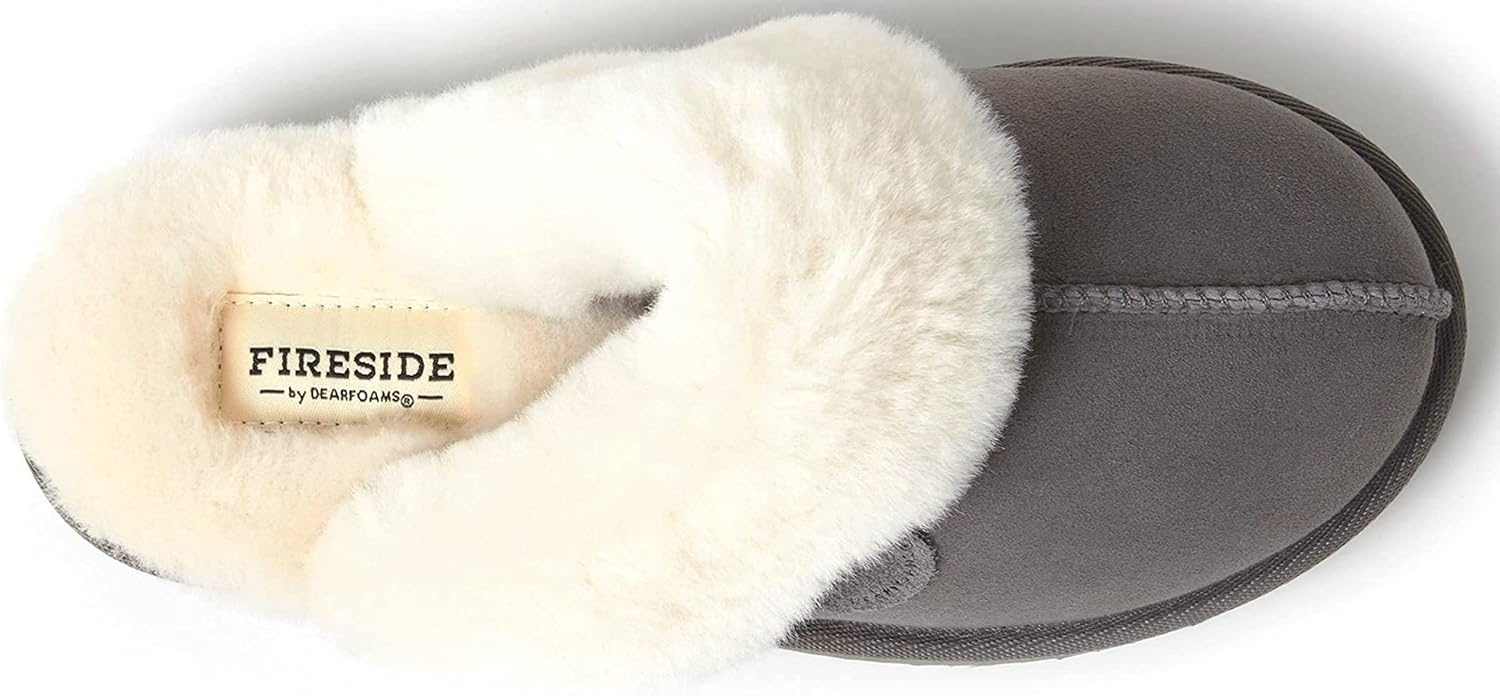 image:imageDearfoams Womens Fireside Sydney Grey Multi Shearling Scuff Slipper 85 M US