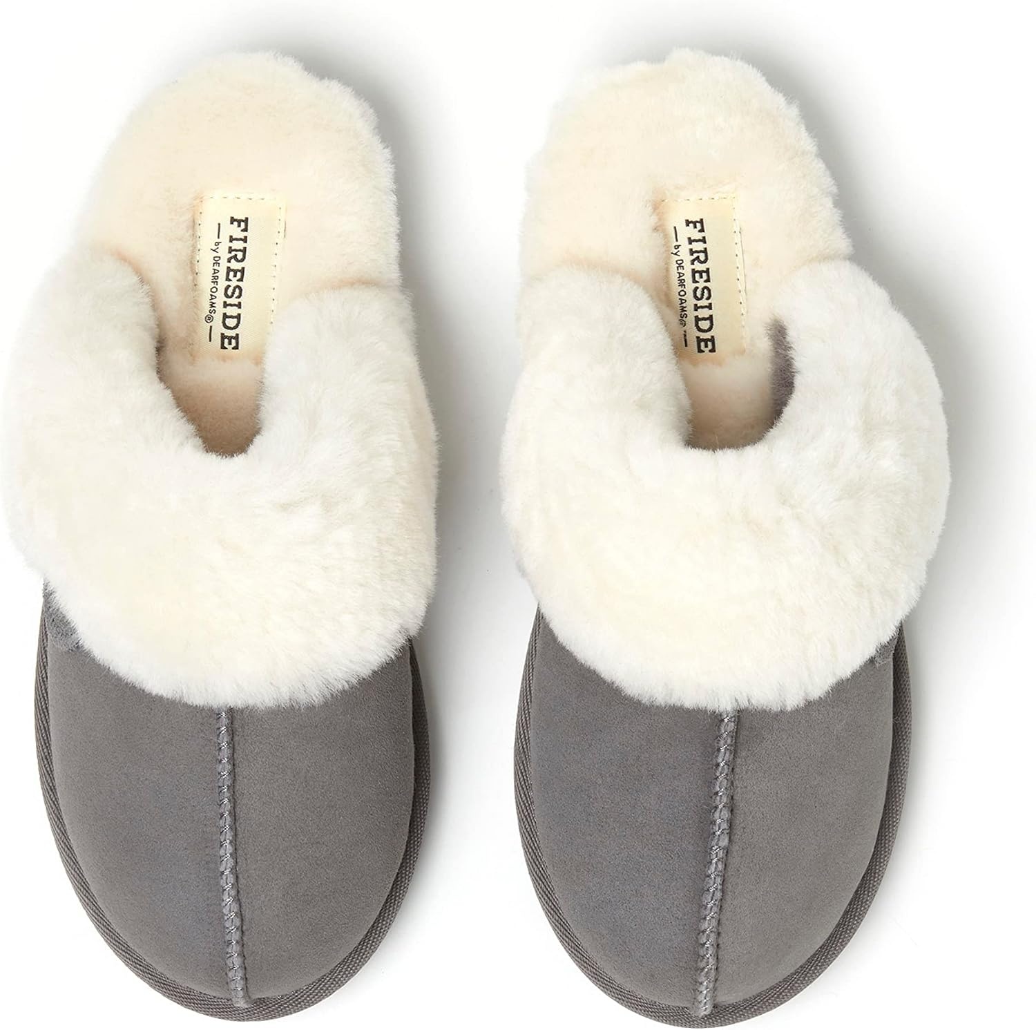 image:imageDearfoams Womens Fireside Sydney Grey Multi Shearling Scuff Slipper 9 W US
