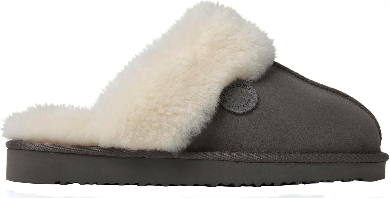 image:imageDearfoams Womens Fireside Sydney Grey Multi Shearling Scuff Slipper 9 W US