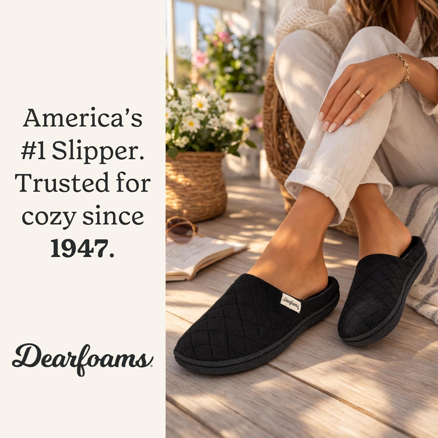 image:imageLeslie Terry Clog House Shoes with Memory Foam Indoor Slippers with Wide WidthsBlack Velour