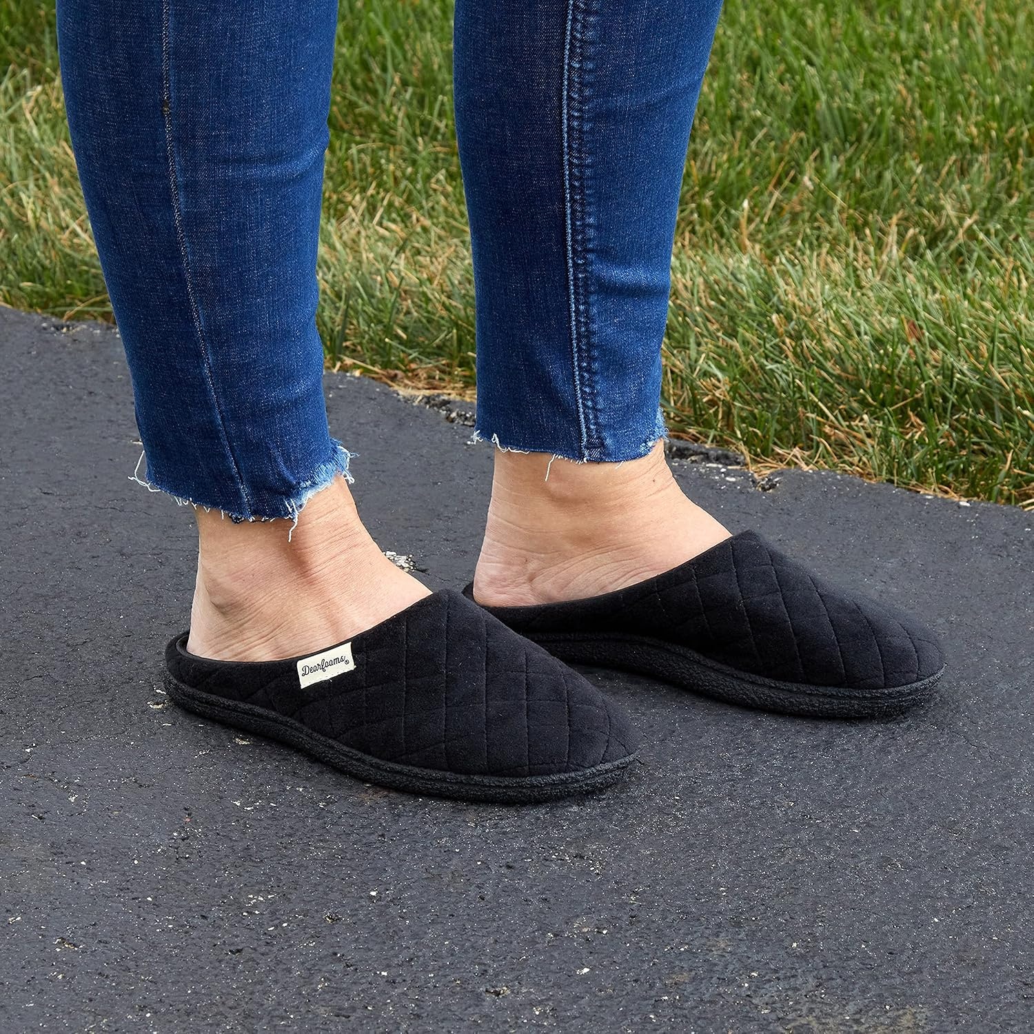 image:imageLeslie Terry Clog House Shoes with Memory Foam Indoor Slippers with Wide WidthsBlack Velour