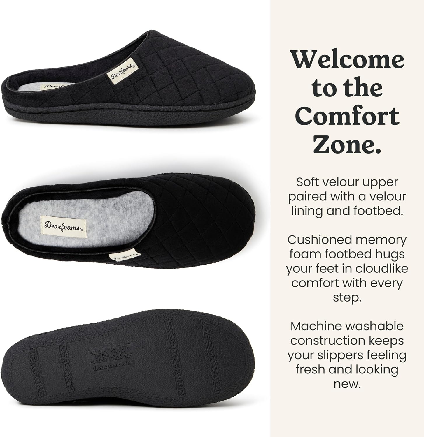 image:imageLeslie Terry Clog House Shoes with Memory Foam Indoor Slippers with Wide WidthsBlack Velour