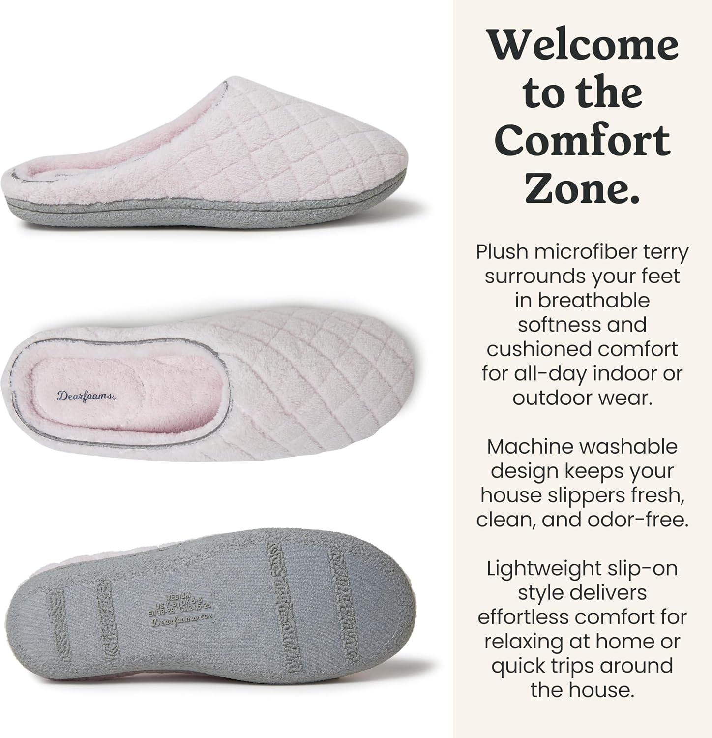 image:imageLeslie Terry Clog House Shoes with Memory Foam Indoor Slippers with Wide WidthsFresh Pink Terry