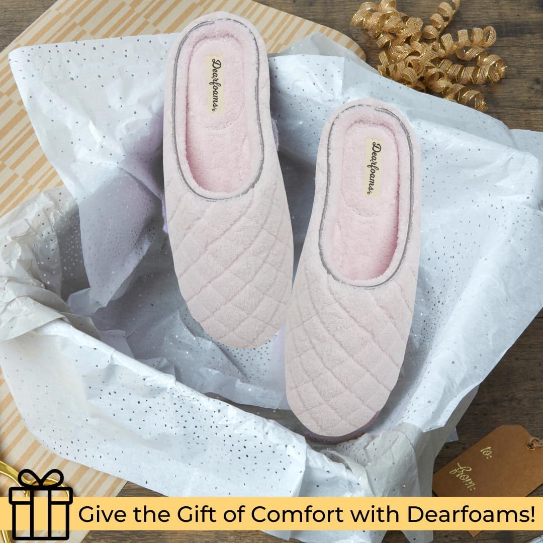 image:imageLeslie Terry Clog House Shoes with Memory Foam Indoor Slippers with Wide WidthsFresh Pink Terry