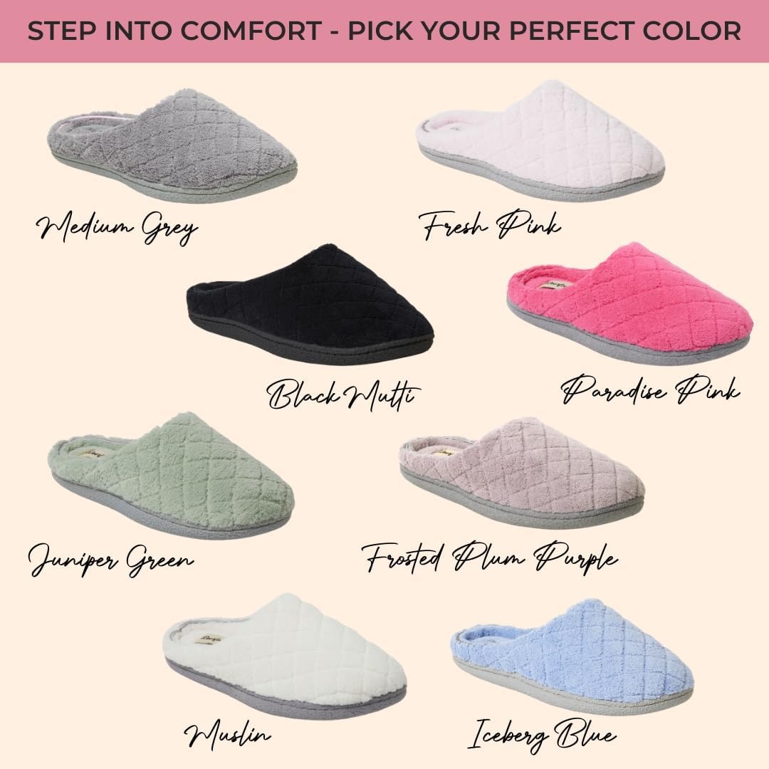 image:imageLeslie Terry Clog House Shoes with Memory Foam Indoor Slippers with Wide WidthsFrosted Plum Terry