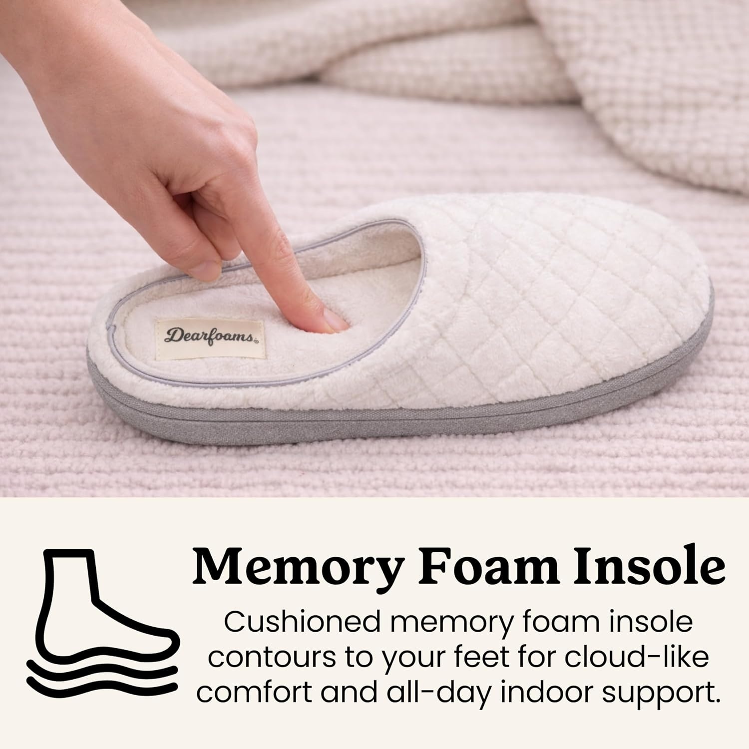 image:imageLeslie Terry Clog House Shoes with Memory Foam Indoor Slippers with Wide WidthsMuslin White Terry