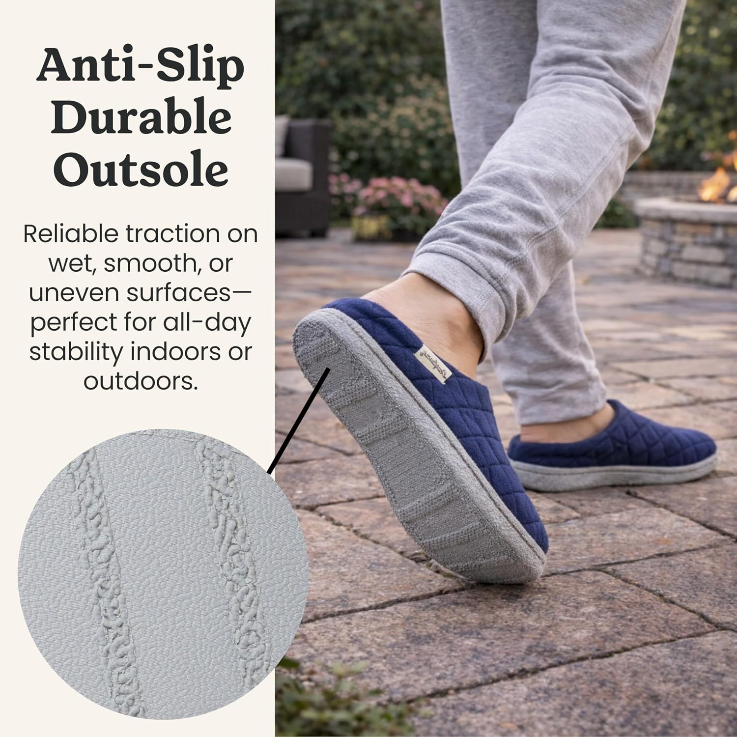image:imageLeslie Terry Clog House Shoes with Memory Foam Indoor Slippers with Wide WidthsPeacoat Navy Velour
