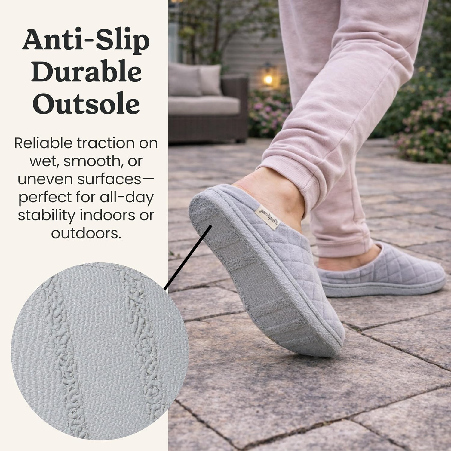 image:imageLeslie Terry Clog House Shoes with Memory Foam Indoor Slippers with Wide WidthsSleet Velour