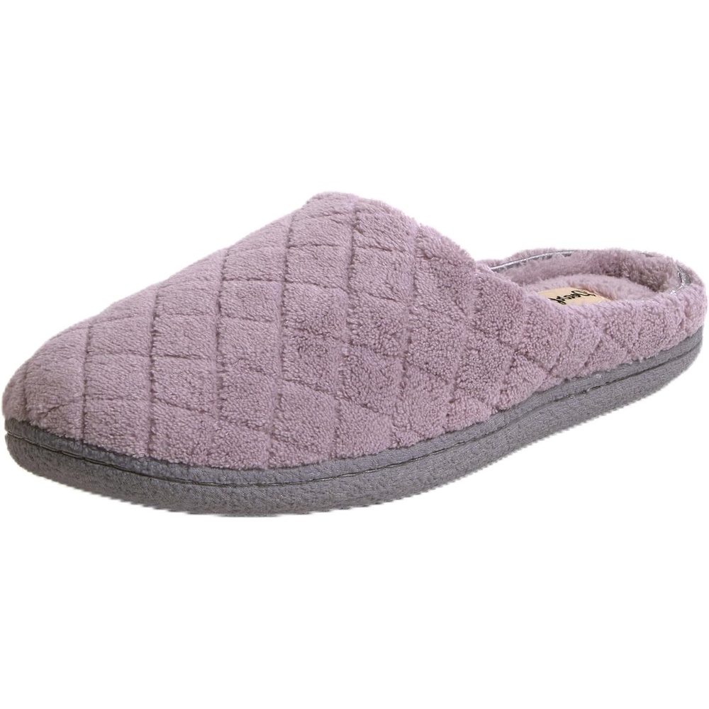 image:imageLeslie Terry Clog House Shoes with Memory Foam Indoor Slippers with Wide WidthsFrosted Plum Terry