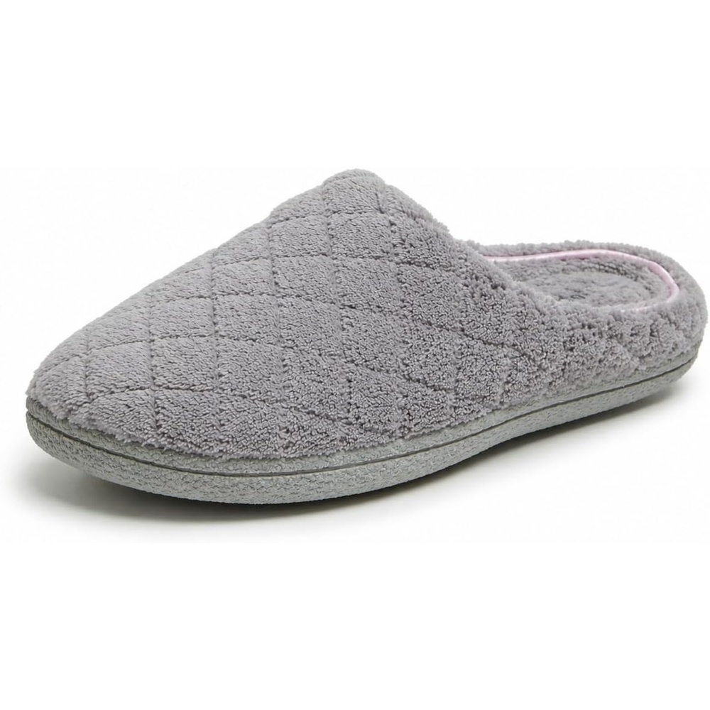 image:imageLeslie Terry Clog House Shoes with Memory Foam Indoor Slippers with Wide WidthsMedium Grey Terry