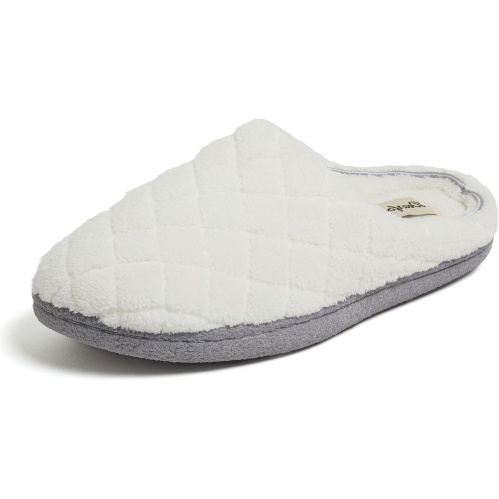 image:imageLeslie Terry Clog House Shoes with Memory Foam Indoor Slippers with Wide WidthsMuslin White Terry