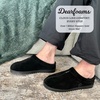 Dearfoams Men’s Suede Indoor Outdoor Clog(Black)