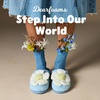 Dearfoams Women’s Cozy Rosie Cuties Plush Fuzzy Giftable House Shoes With Memory Foam(Bloomie Blue Daisy)