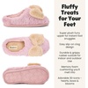 Dearfoams Women’s Cozy Rosie Cuties Plush Fuzzy Giftable House Shoes With Memory Foam(Pink Bow)
