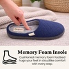 Leslie Terry Clog House Shoes with Memory Foam, Indoor Slippers with Wide Widths(Peacoat Navy Velour)