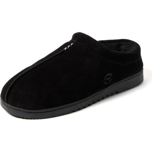 Dearfoams Men’s Suede Indoor Outdoor Clog(Black)