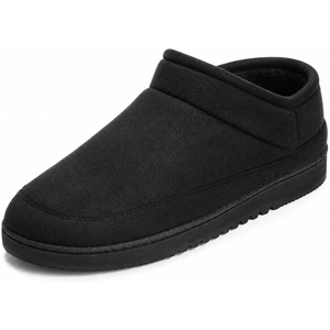 Dearfoams Women’s Memory Foam House Shoes, Microsuede Bootie, Plush Lined Indoor Outdoor Boot Slippers(Black)