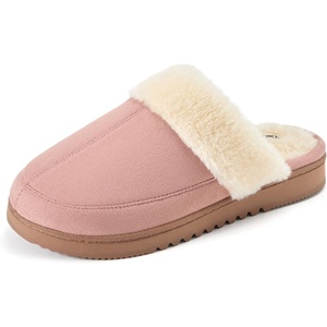 Dearfoams Women’s Memory Foam House Shoes Slip on Microsuede Scuff, Plush Lined Indoor Outdoor Slippers(Dusty Pink)
