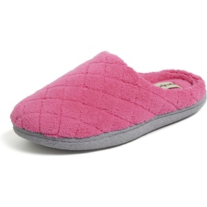 Leslie Terry Clog House Shoes with Memory Foam, Indoor Slippers with Wide Widths(Paradise Pink Terry)