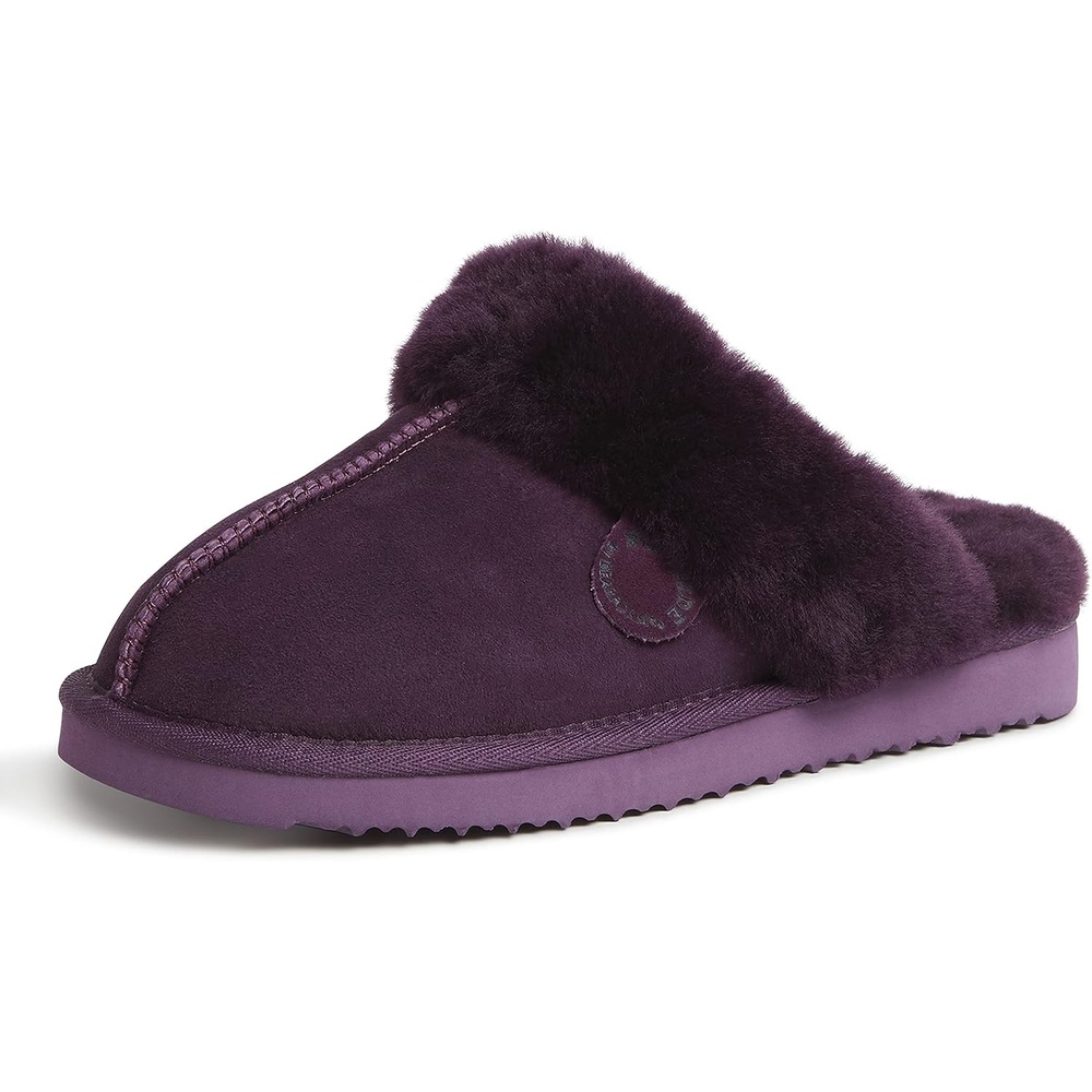 image:imageDearfoams Womens Fireside Sydney Shearling Fur IndoorOutdoor Scuff Slipper with Wide Widths Aubergine 6