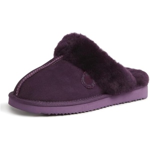 Dearfoams womens Fireside Sydney Shearling Indoor/Outdoor Water Resistant Scuff Slipper, Wide Widths Slipper, Aubergine, 10 US